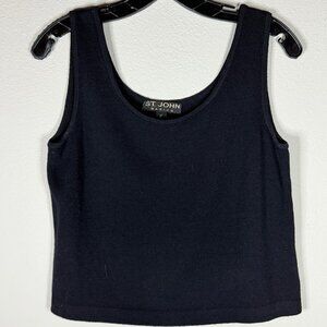 St. John Basics Santana Knit Shell Tank Top Black Size P Classic Layering